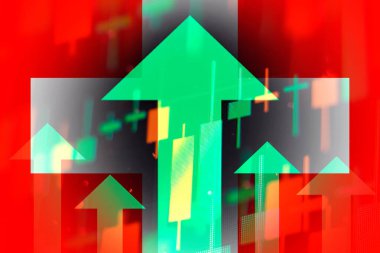 Artan yeşil oklar, İsviçre 'deki borsada iyileşme veya büyümeyi gösteriyor