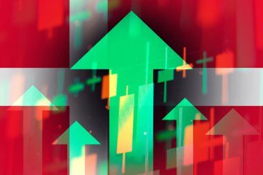 Artan yeşil oklar, Danimarka 'daki ekonomik gelişmeleri veya borsadaki büyümeyi gösteriyor