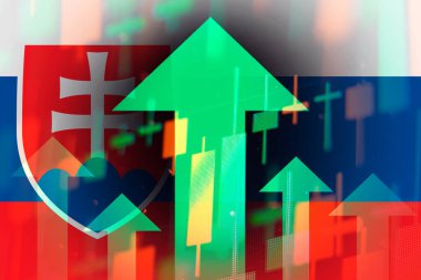 Artan yeşil oklar, ekonomideki iyileşmeleri veya Slovakya borsasında büyümeyi gösteriyor