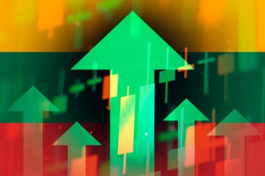 Artan yeşil oklar, ekonomideki iyileşmeleri veya Litvanya 'daki borsa büyümesini gösteriyor