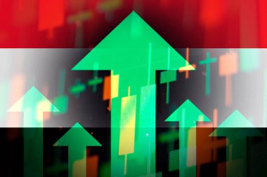 Artan yeşil oklar ekonomideki iyileşmeleri veya Yemen borsasında büyümeyi gösteriyor