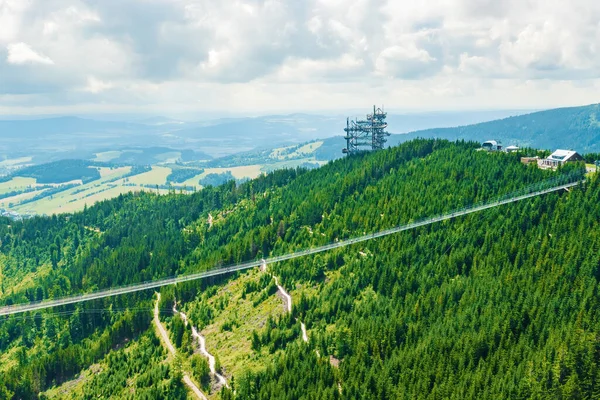 Aerial View Worlds Longest 721 Meter Suspension Footbridge Sky Bridge — Stock fotografie