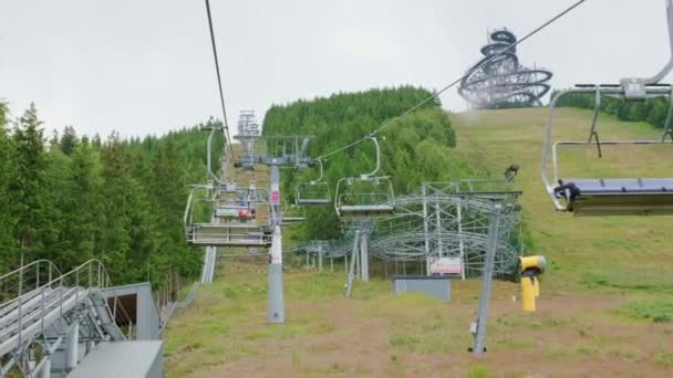Dolni Morava Czech Republic May 2022 Motion Functioning Chairlift Chairs — ストック動画