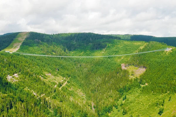 Aerial View Suspension Sky Bridge 721 Observation Tower Mountains Dolni — Photo