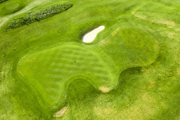 Aerial View Bunkers Sand Golf Court Putting Green Grass — Fotografia de Stock
