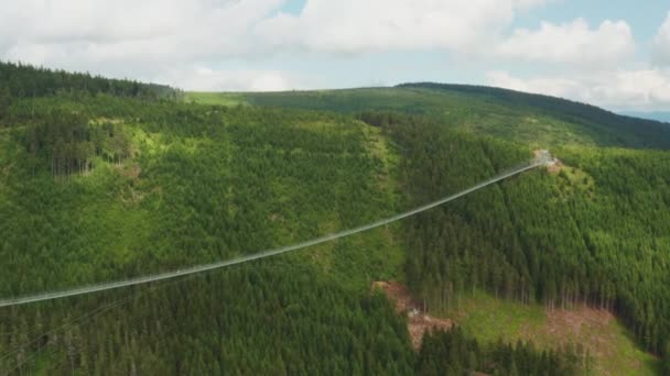 Longue Suspension Sky Bridge Sur Une Large Vallée Dolni Morava — Video