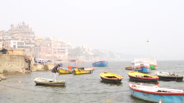 Varanasi Utter Pradesh Indien Januari 2022 Utsikt Över Den Heliga — Stockvideo