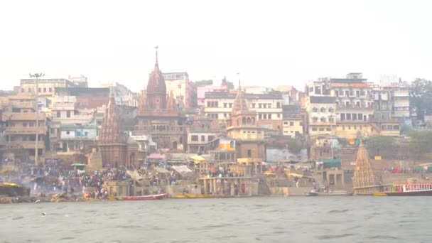 Varanasi Utter Pradesh Hindistan Ocak 2022 Ghatlardan Kutsal Varanasi Şehri — Stok video