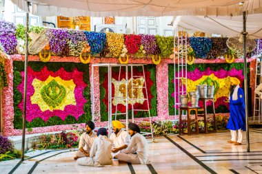 Sri Harmandir Sahib decorated with millions of flowers for Prakash Purab of Sri guru Granth sahib.