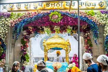 Sri Harmandir Sahib decorated with millions of flowers for Prakash Purab of Sri guru Granth sahib.