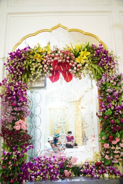 Sri Harmandir Sahib decorated with millions of flowers for Prakash Purab of Sri guru Granth sahib.