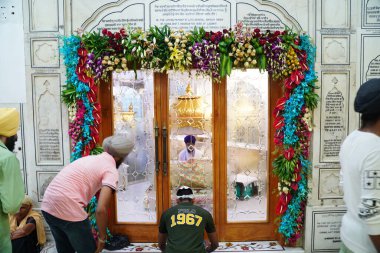 Sri Harmandir Sahib decorated with millions of flowers for Prakash Purab of Sri guru Granth sahib.