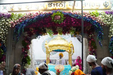 Sri Harmandir Sahib decorated with millions of flowers for Prakash Purab of Sri guru Granth sahib.