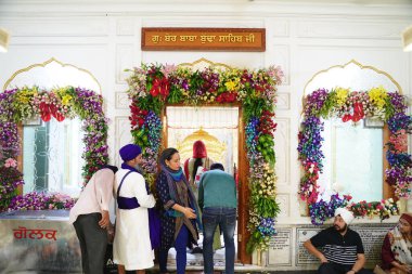 Sri Harmandir Sahib decorated with millions of flowers for Prakash Purab of Sri guru Granth sahib.