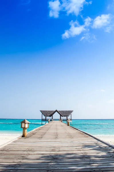 İskele ve Plajı - Maldivler — Stok fotoğraf