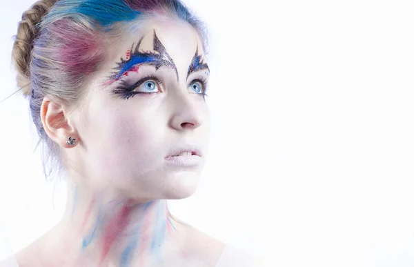 Girl with drawing on the face — Stock Photo, Image