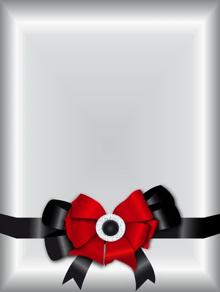 Kırmızı ve siyah şerit yay ile gümüş davet şablonu