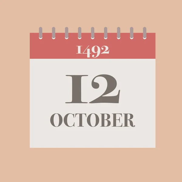 Oktober 1492 Columbus Upptäckt Amerika Dag Kalender Platt Stil Vektor — Stock vektor