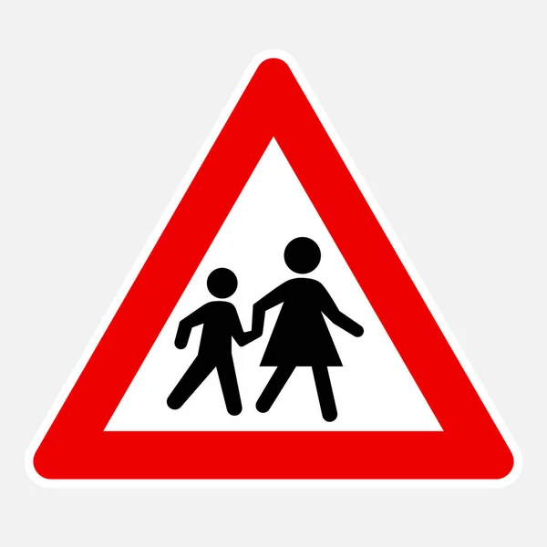 子供の学校ゾーン 先の遊び場ベクトル危険道路標識 — ストックベクタ