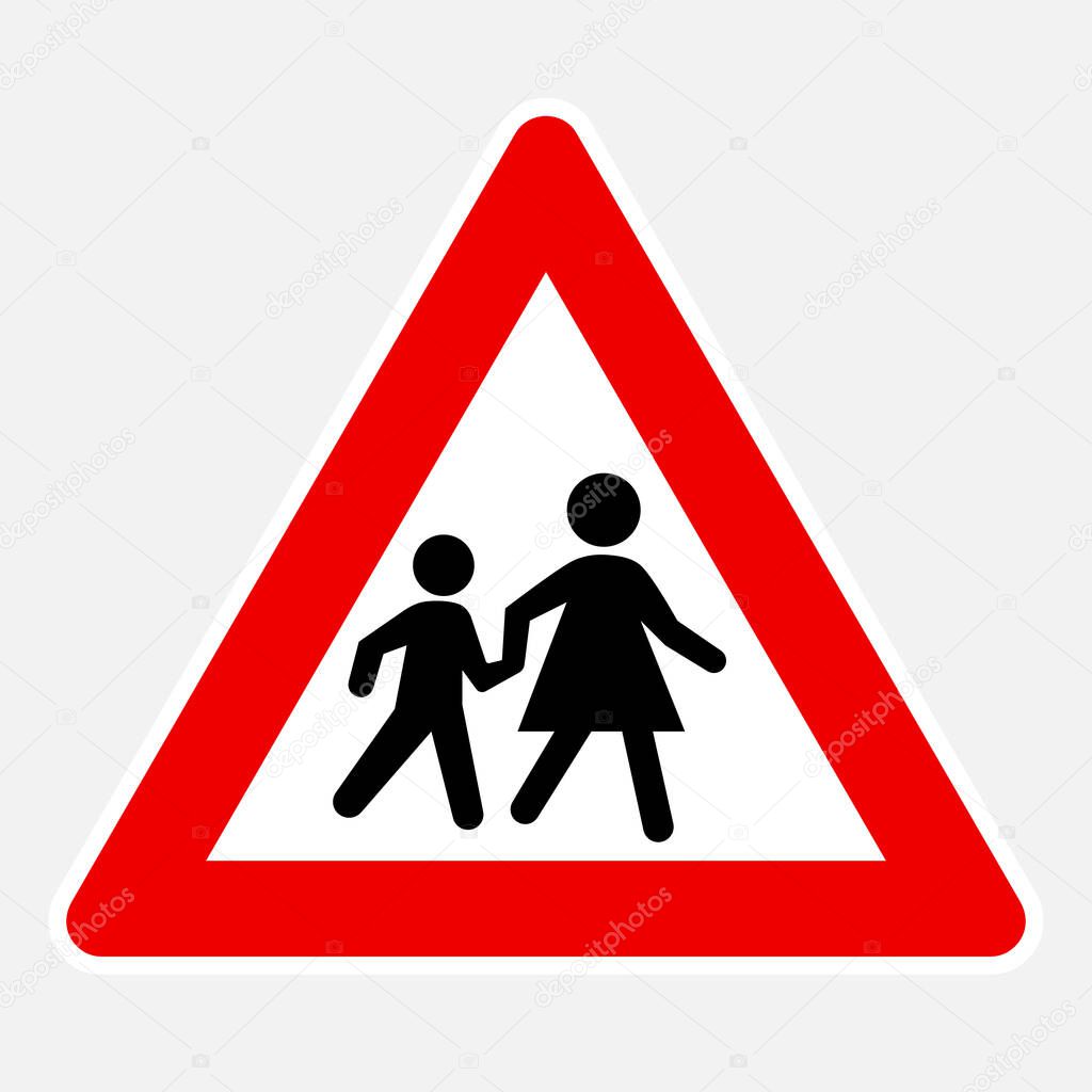 Children school zone - playground ahead vector danger road sign