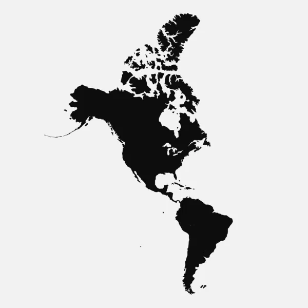Semplice Stile Nero Silhouette Vettoriale Illustrazione Del Continente Americano Nord — Vettoriale Stock