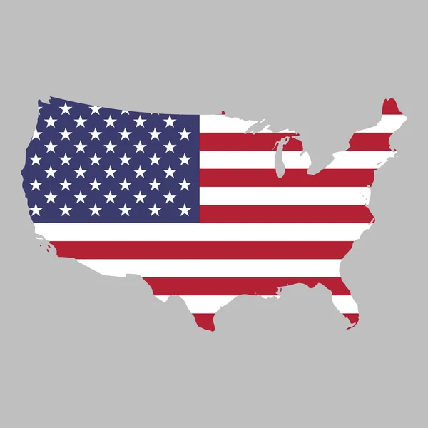 Vlag Kaart Van Verenigde Staten Grenzen Vector Illustratie — Stockvector