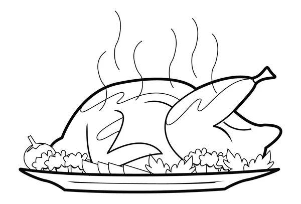 Vector illustration of roasted chicken — Stock Vector