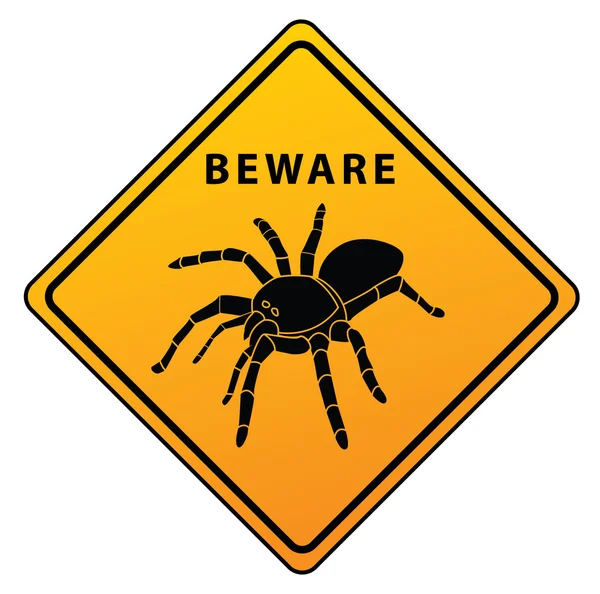 Spider Tenga cuidado Signo — Vector de stock