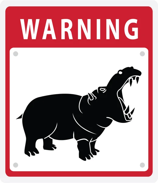 Hippo Caution Sign — Stock Vector