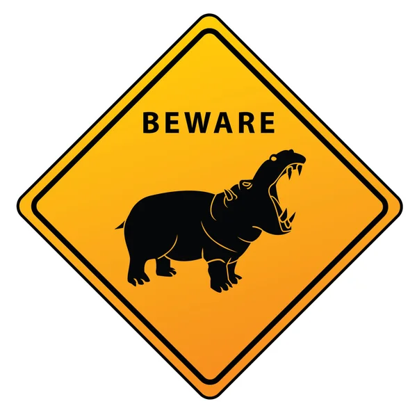 Hippo Caution Sign — Stock Vector
