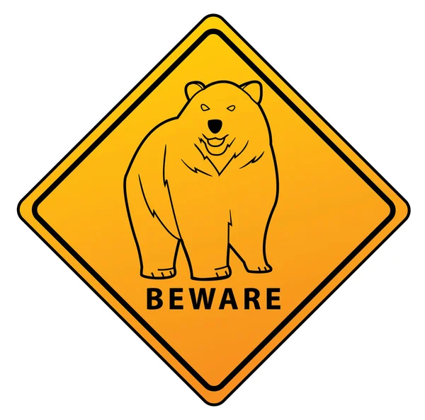 Bear Beware Sign — Stock Vector