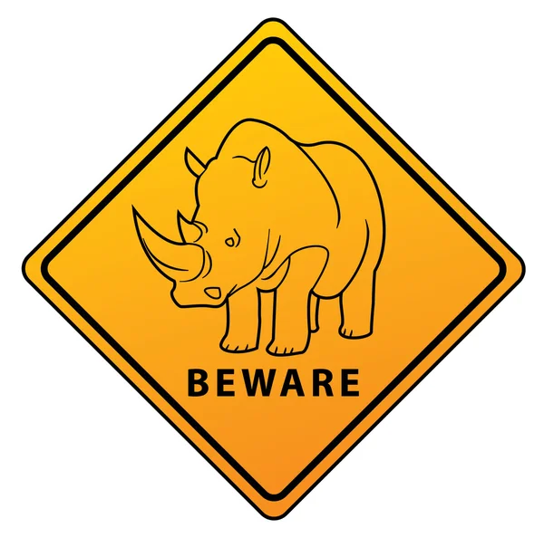 Rhino figyelmeztető jel — Stock Vector