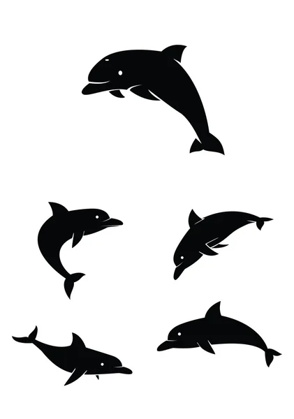 Ilustração vetorial do conjunto de golfinhos — Vetor de Stock