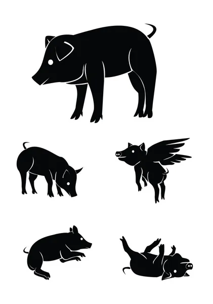 Vector illustration of pigs set — Stock Vector