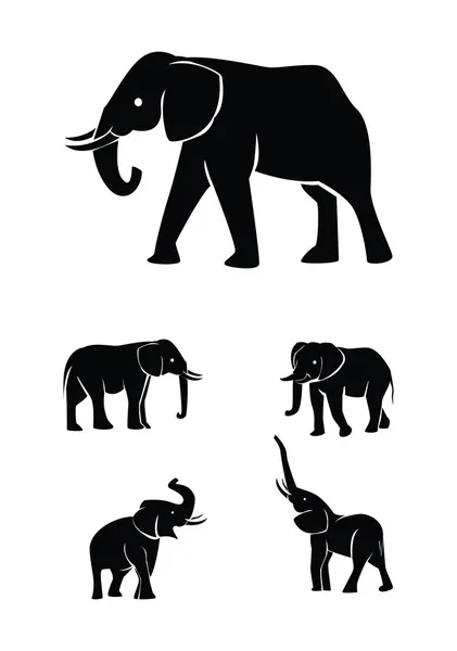 Vektor illustration av elefant set siluett Stockvektor