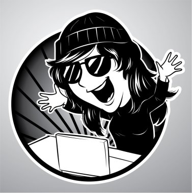 Illustration of Woman with laptop clipart