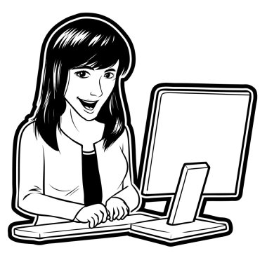 bilgisayar ile iş kadınları gösteren resim
