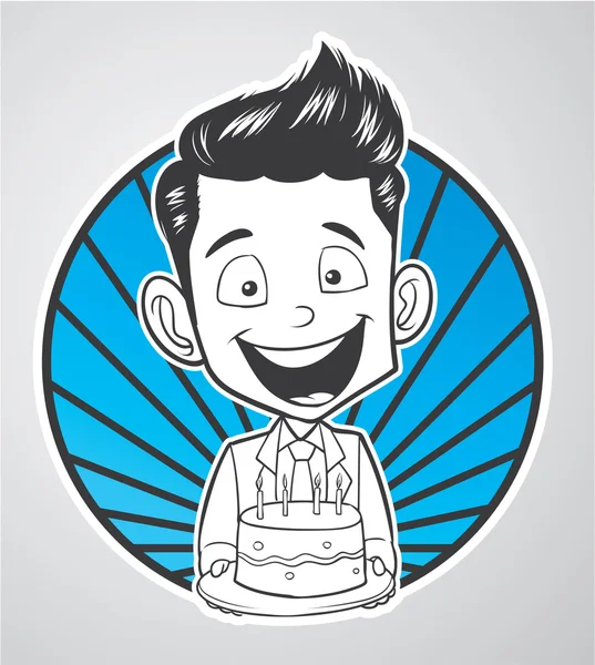 Niño con pastel de cumpleaños — Vector de stock