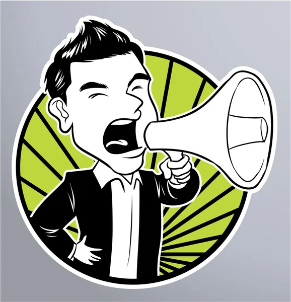 Businessman with megaphone — Stock Vector