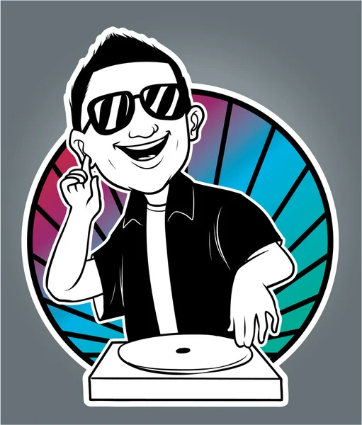 Illustration of man disc jockey — Stock Vector