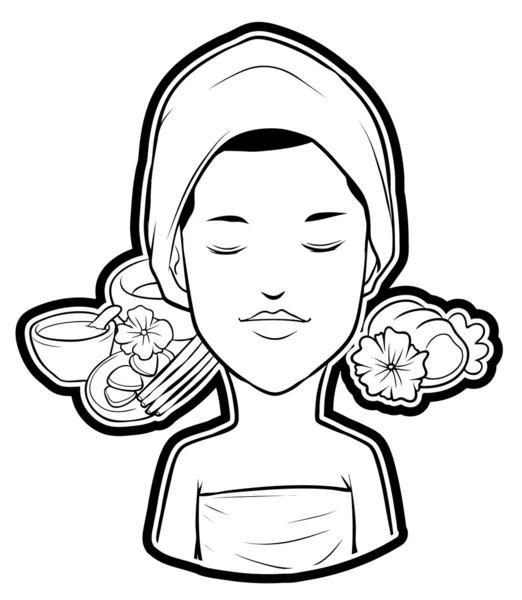 Illustrazione della donna al salone termale — Vettoriale Stock