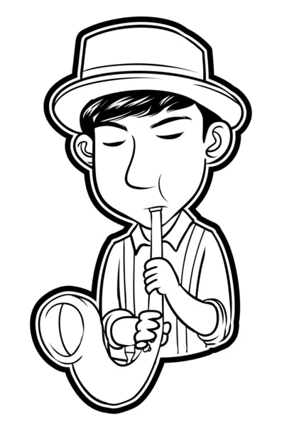 Illustration of saxophone player — Stock Vector