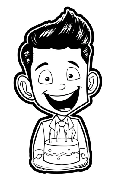 Ilustración de niño con pastel de cumpleaños — Vector de stock