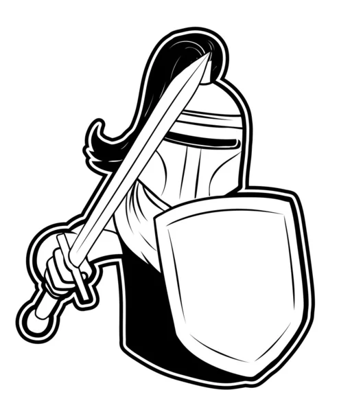 Cavaliere della clipart in bianco e nero — Vettoriale Stock