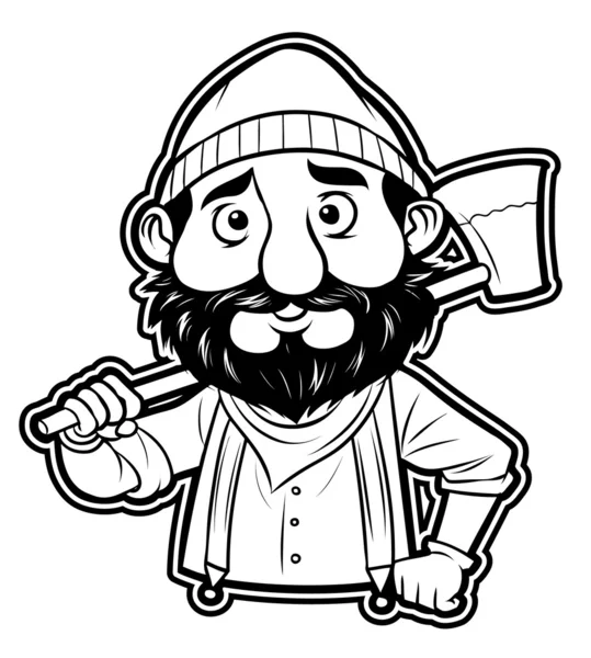 Leñador clipart blanco y negro — Vector de stock