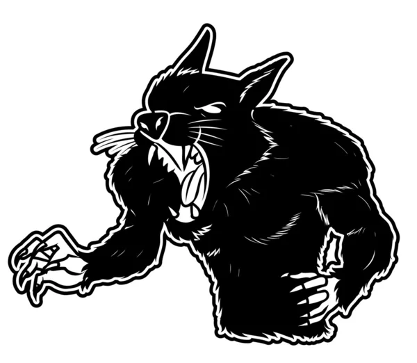 Loup-garou clipart noir et blanc — Image vectorielle