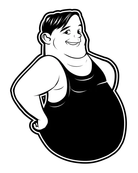 Preto e branco clipart homem gordo —  Vetores de Stock