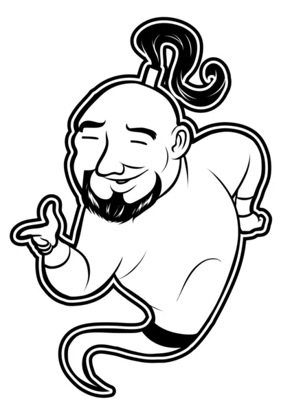 Black and white clipart genie — Stockvector