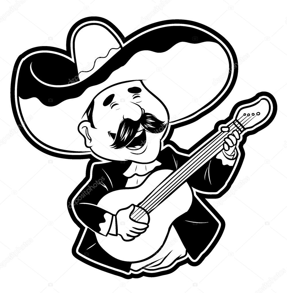 Illustration of Happy Guitar Player