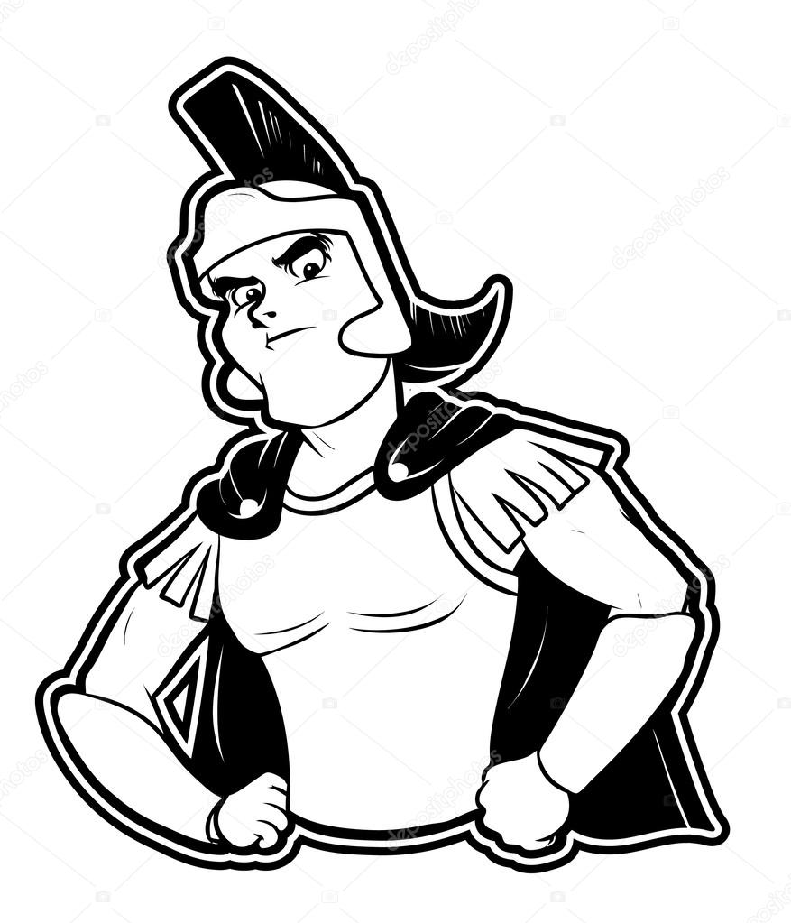 Black and white clipart warrior